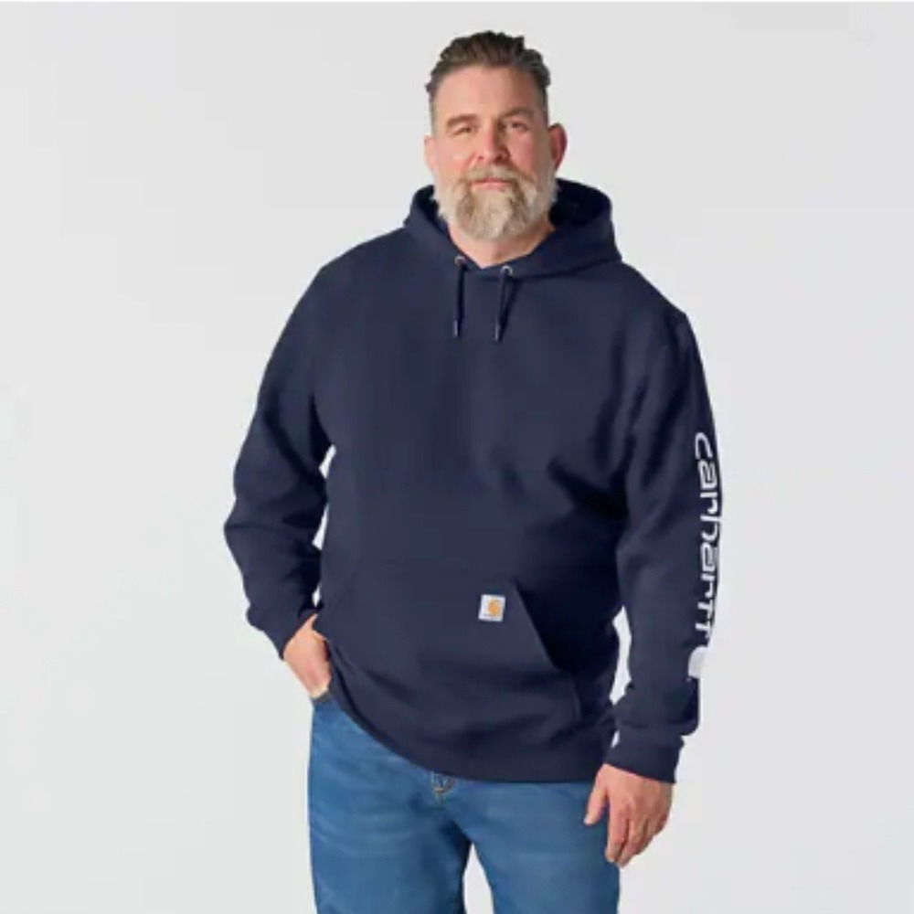 Carhartt Men's Signature Sleeve Logo  Hooded Sweatshirt Large New with Tags